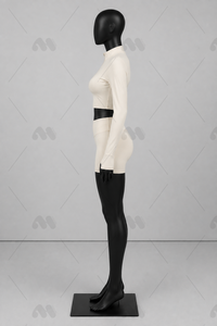 Conjunto de Yoga para Mujer de 2 Piezas, Top Corto sin Costuras, Pantalones Cortos de Cintura Alta, Manga Larga, Cierre de Cremallera de un Cuarto, Color Sólido, Spandex, Poliéster - Product Image 4