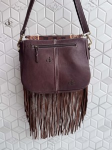 High Quality Fringe Handbag Hand <b>Tooled</b> Carving <b>Leather</b> Bag Gypsy Boho Checkers Handmade Real <b>Leather</b> Western Multi Uses Bag - Product Image 3
