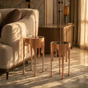 Mesa de Centro Moderna con Tapa de Cristal y Diseño de Goteo para Muebles de Sala de Estar - Product Image 4