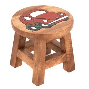 <b>Wooden</b> Kid Step <b>Stool</b> Car Pattern Toddler <b>Stool</b> Round Children Bathroom Kitchen Entry Furniture - Product Image 1