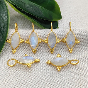 Colgantes de Cuarzo Rubí con Bisel Marquise de Lujo, Chapados en Oro, para Fabricación de Joyas, 10x5mm, Corte Rosa - Product Image 3