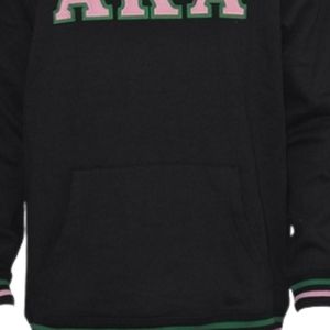 Sudadera con Capucha para Mujer, Color Negro, Rosa y Verde, con Letras Griegas Bordadas, Informal, de Manga Larga - Product Image 4