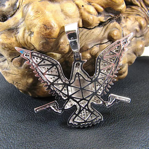 Iced Out Eagle Flag Pendant for Men Moissanite American Style Hip Hop Jewellery - Product Image 2