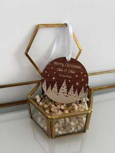 Whimsy Art Craft Personalized Modern Handmade Wooden Christmas Ornament Engraved Hanging Holiday Favor - Product Image 3