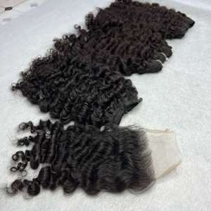 Extensiones de cabello humano birmano súper doblemente dibujado virgen crudo al por mayor, mechones de cabello rizado birmano con cutícula alineada Q cabello - Product Image 2