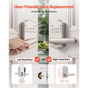 Maniglia Elettronica per Serratura Senza Chiave con Codici Utente Personalizzabili, Chiusura Automatica per Porte in Legno - Product Image 3