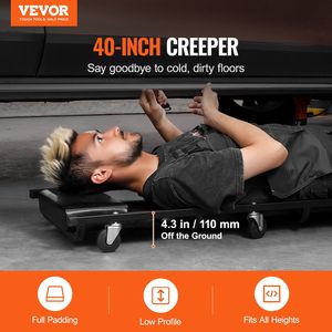 Sdraietta per Meccanici da 40 Pollici, Capacità 300 Libbre, con Poggiatesta Imbottito Regolabile e 6 Ruote per Officina - Product Image 2