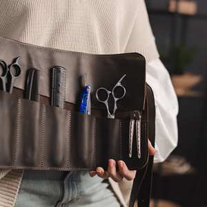 Étui de ceinture professionnel en cuir véritable robuste pour ciseaux de barbier, anti-odeur, grande capacité, décontracté, pour salon LBSP-0007 - Product Image 4