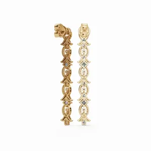 Pendientes de Diseño Enchanted Petals con Certificación IGI en Oro Amarillo de 18K, con Diamantes de Corte Princesa y Redondo para Mujer - Product Image 3