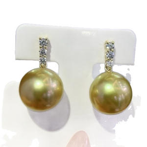 Natural Gold <b>Pearl</b> <b>Earrings</b> with Near-Round Slightly Flawless 925 Sterling Silver Comparable K-Gold Craftsmanship - Product Image 5