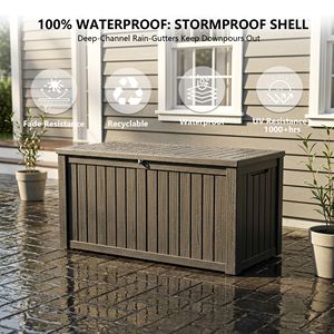 Boîte de rangement extérieure en résine verrouillable de 150 gallons, étanche et résistante aux intempéries, pour coussins de patio et outils de jardin - Product Image 4
