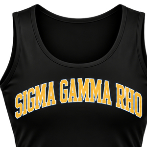 <b>Womens</b> Black Tank <b>Top</b> Sigma Gamma Rho Lettering Graphic Sleeveless Scoop Neck Casual Sportswear Activewear Summer Fashion Shirt - Product Image 2