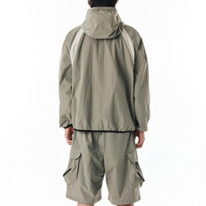 Conjunto de Sudadera y Pantalones Cortos de Dos Piezas para Mujer con Logotipo Personalizado Estampado en Relieve 2026, Sudadera Corta y Pantalones Cortos de Algodón con Corte y Costura, Efecto Desgastado por el Sol - Product Image 2