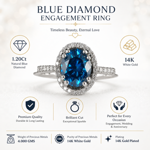 แหวนหมั้นเพชรบลูไดมอนด์ธรรมชาติ 1.20 กะรัต |   แหวนทองคำขาว 14K ทรงบริลเลียนท์คัท |   เครื่องประดับชั้นดีสำหรับผู้หญิงในวันครบรอบแต่งงาน - Product Image 5