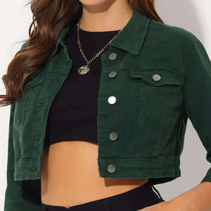 TIXAY SPORTS High Quality Women's <b>Denim</b> <b>Jacket</b> Solid Color Short Long Sleeve Casual Spring Medium Wash - Product Image 4