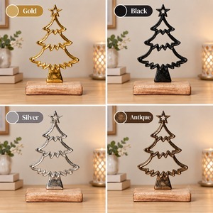 Support de Bougie en Métal pour Arbre de Noël, Porte-Bougie Chauffe-Plat avec Base en Bois, Décoration Rustique pour la Maison, Centre de Table, Décoration de Noël, Cadeau - Product Image 2
