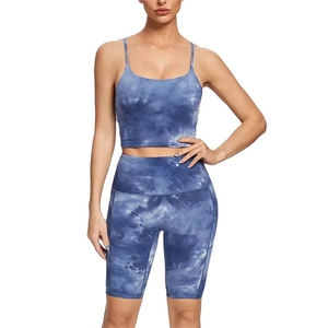 Wholesale New 2 Piece Set <b>Tight</b> Yoga Suit Quick Drying Top Fitness Summer Shorts Gym Short Sleeves Running Sports Bra for Women - Product Image 3