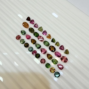 Pierres précieuses en vrac de tourmaline naturelle certifiée IGI, formes mélangées, multicolores (rose, vert, jaune), coupes ovales, poire et triangle - Product Image 2