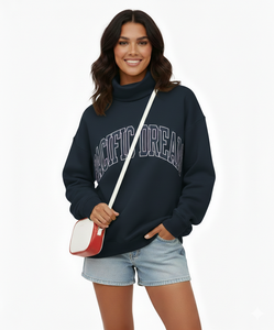 High Quality Custom Polyester Cotton Women's Mockneck Long Sleeve Pullover Sweatshirt Winter Casual Fleece Sweatshirt For Women - Product Image 1