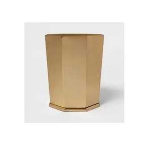 Poubelle ronde en laiton martelé texturé doré Skies Trader, corbeille à papier, poubelle de bureau, seau de rangement pour hôtel - Product Image 2