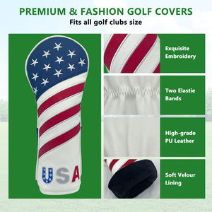 Housse de tête de club de golf confortable, élégante et imperméable en cuir PU avec impression et broderie personnalisées, fermeture élastique - Product Image 3