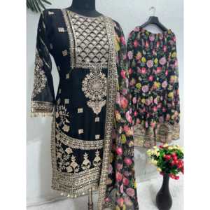 Hermoso mono de fiesta con estampado digital Top y Dupatta de Karma Fashion White Talla M-Para ocasiones especiales - Product Image 2