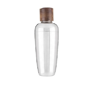 Ensemble de shaker à cocktails en acier inoxydable avec logo personnalisé, cuillère à bar en bois de bambou, doseur, ensemble d'outils de bar de qualité supérieure en argent - Product Image 1
