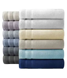 Conjunto de toalhas de banho de algodão premium 6 peças, toalhas quadradas grandes de 600 g/m2 com padrão de logotipo para uso em hotel, 2021