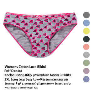 Braguitas de bikini de algodón con encaje para mujer, talla 2XL, pierna larga, sexy, de talle bajo, tejido de punto saludable, alta calidad, hecho en Bangladesh - Product Image 3