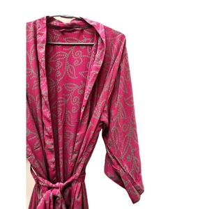 Vintage Soie Saree Kimono Femmes Robe Kimono Robe Peignoir Maxi Robe Bohème style boho chic femmes vêtements de nuit D'été porter kimono - Product Image 3