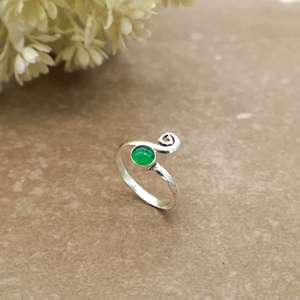 SHYAM JEWELRS Handmade Brass Green Onyx Bezel <b>Set</b> Adjustable Vintage Boho Spiral Wrap Statement <b>Ring</b> for Women & Men - Product Image 1