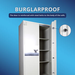 Coffre-fort ignifuge à double porte Stallentkast, 4 grands compartiments pour documents administratifs de bureau avec étagères réglables - Product Image 2