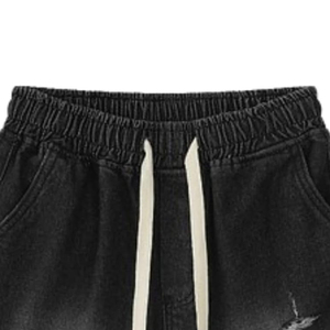 Shorts pour hommes personnalisés, tendance, de haute qualité, écologiques, à séchage rapide, en mélange polyester/coton, poids moyen, effet délavé, avec cordon de serrage - Product Image 3