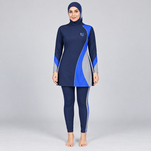 Conjunto de Burkini Modesto de 3 Piezas con Estampado Personalizado, Corte Alto, Logotipo Frontal, Secado Rápido, Conjunto de 2 Piezas, Mejor Oferta, Conjunto de Burkini Modesto de 3 Piezas - Product Image 1