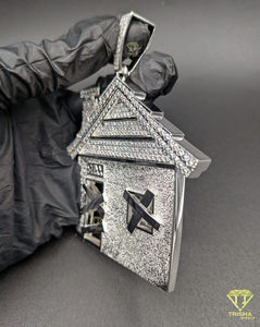 Colgante Personalizado con Forma de Casa 3D con Diamantes Cultivados en Laboratorio VVS en Plata de Ley 925, Joyería Hip Hop - Product Image 5