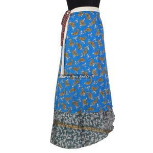 Indian Reversible Vintage Silk Sarees Wrap <b>Skirts</b> Women Wear Vintage Silk Sari <b>Long</b> Length Wrap Around <b>Skirt</b> 2 Layer Reversible - Product Image 6