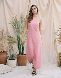 Women Linen Maxi Dress Backless Criss Cross Strap <b>Tie</b> <b>Back</b> A-Line Summer Dress Sleeveless Casual Beach Dress - Product Image 4