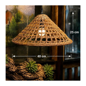 Lampe suspendue artisanale en rotin naturel, luminaire suspendu tissé, éclairage de plafond rustique décoratif pour usage domestique et commercial - Product Image 5