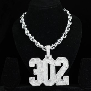 Iced Out Lucky Number Name Letter Pendant Men's Hip Hop <b>Gold</b> Plated 925 Silver Moissanite Chain Necklace Pass Diamond <b>Tester</b> - Product Image 6