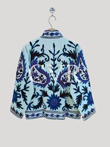 เสื้อโค้ตผ้าฝ้ายปักลายดอกไม้ด้วยมือ คอจีน แขนยาว สไตล์จีน เสื้อคลุมลำลองสำหรับฤดูใบไม้ผลิสำหรับผู้หญิง - Product Image 2
