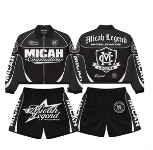 Customized <b>Track</b> <b>Suit</b> 2 1 Set Solid Lightweight Knitted Nylon Men's Summer Sport Heat-Transfer Printed Breathable Windproof - Product Image 1