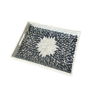 Plateau de service de luxe en nacre, fait main, incrusté de coquillages, plateau décoratif pour la maison, l'hôtel, le restaurant, pour le service et les cadeaux - Product Image 1