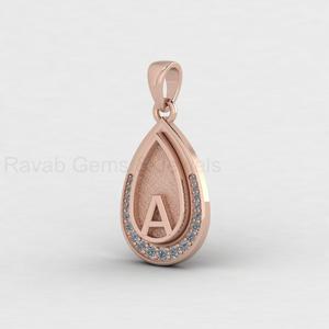 Designer 14K Gold Filled Pear Blank Bezel Charm Pendant with CZ Accent & Initial Letter for DIY <b>Keepsake</b> Resin Jewelry Findings - Product Image 2