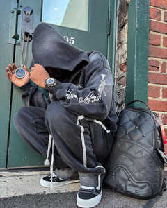 ชุดเสื้อฮู้ดและกางเกงขายาวสำหรับผู้ชายชุดเสื้อฮู้ดผ้าคอตตอน100% ลายพระอาทิตย์จางมีซิปรูดและกางเกงวอร์มตามสั่ง - Product Image 3