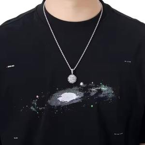 Collar con Colgante de Latón con Forma de Baloncesto, Estilo Hip Hop, con Diamantes Incrustados, Chapado en Oro, Joyería para Aniversario - Product Image 3