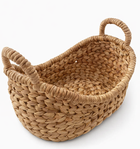 FRUTA Natural Water Hyacinth Storage <b>Basket</b> Handwoven Rectangular Organizer With <b>Handles</b> Eco Friendly Wholesale Handmade <b>Wicker</b> - Product Image 1
