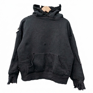 Sudadera con Capucha y Cuello Redondo para Hombre, Estilo Vintage, Lavado Ácido, Desgastada, Corte Regular, Oversize, 500 g/m², Algodón, Lisa - Product Image 1
