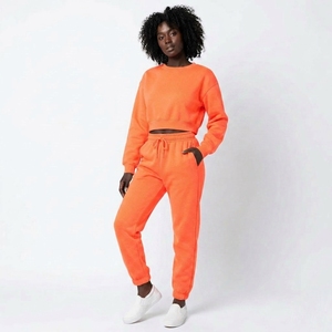 2 Piece Crop Sweatshirt Jogger School Sports Set Fleece Crew Neck Uniform <b>Matching</b> Custom OEM Wholesale Manufacturer - Product Image 1
