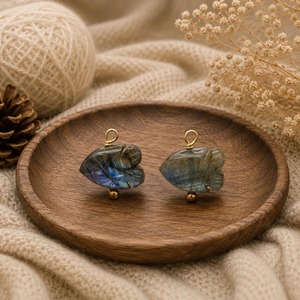 Handmade Labradorite Fish <b>Charm</b> | Gold Edged Stone Pendant | Jewelry Making Component - Product Image 1