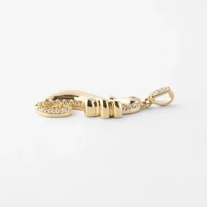 Round Cut Simulated Diamond Gorgeous Luxury Unisex Seahorse Pendant in 14k Yellow Gold Plated - Product Image 2